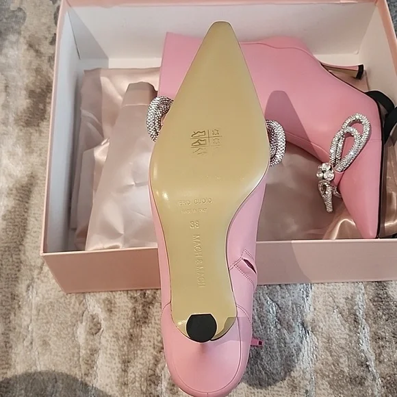 MACH & MACH Crystal Embellished Double Bow Bootie size 38 - Picture 7 of 7